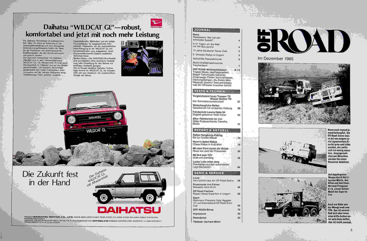 Inhaltsverzeichnis Offroad 12/1985