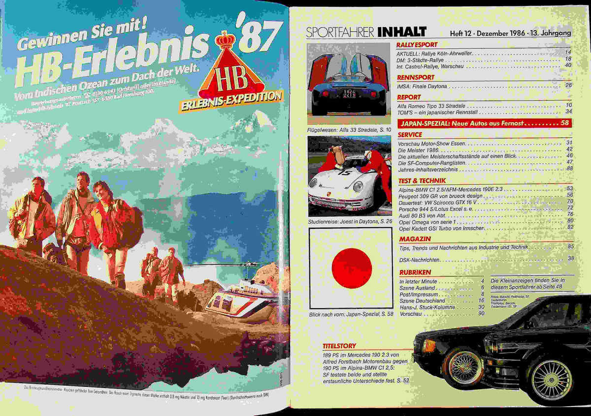 Inhaltsverzeichnis Sport Fahrer 12/1986