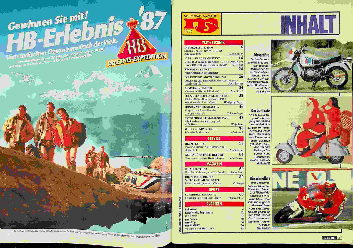 Inhaltsverzeichnis MO Magazin 12/1986