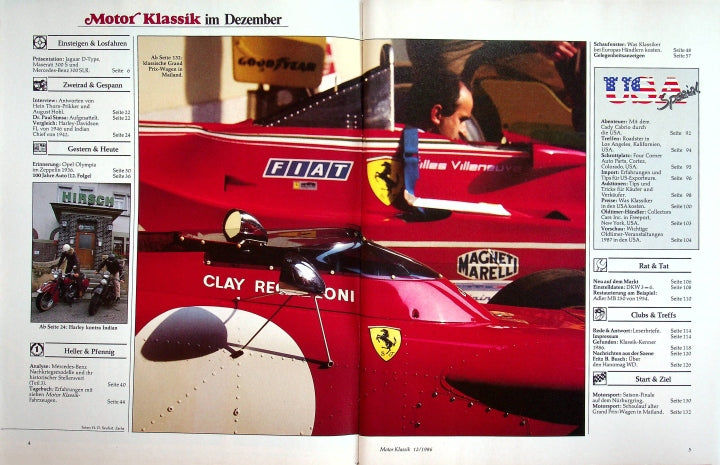 Inhaltsverzeichnis Motor Klassik 12/1986