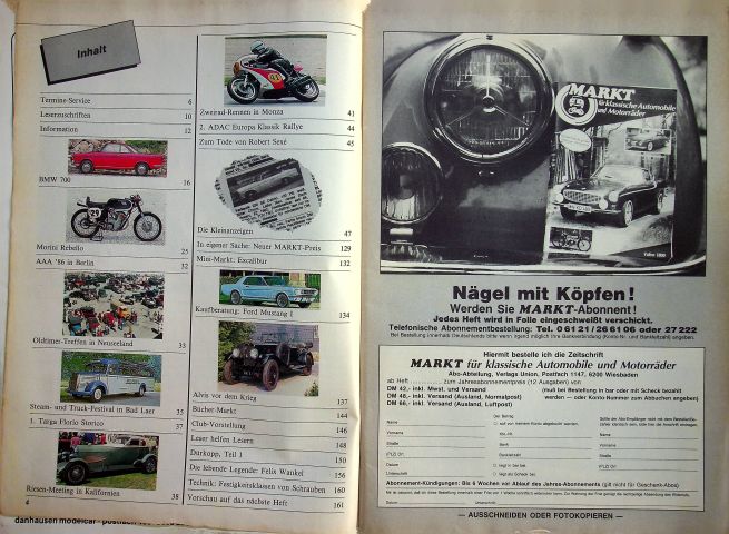 Inhaltsverzeichnis Oldtimer Markt 12/1986