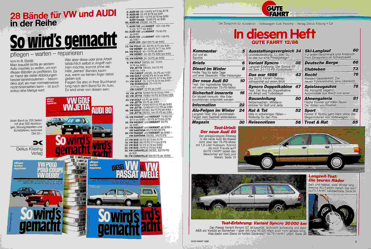 Inhaltsverzeichnis Gute Fahrt 12/1986