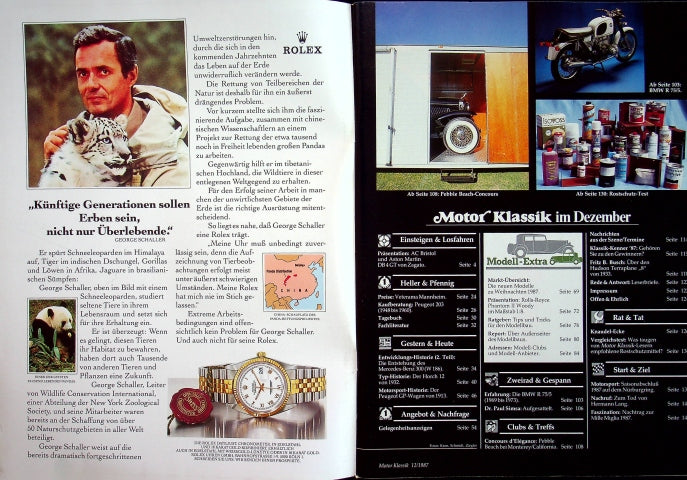 Inhaltsverzeichnis Motor Klassik 12/1987