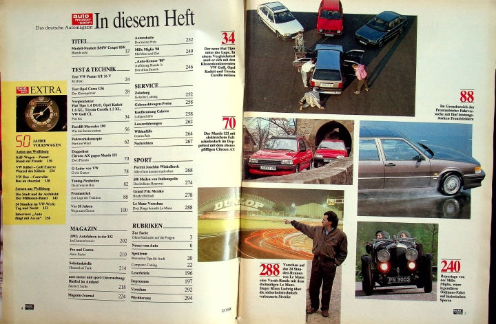 Inhaltsverzeichnis Auto Motor und Sport 12/1988