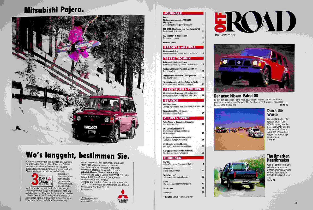 Inhaltsverzeichnis Offroad 12/1988