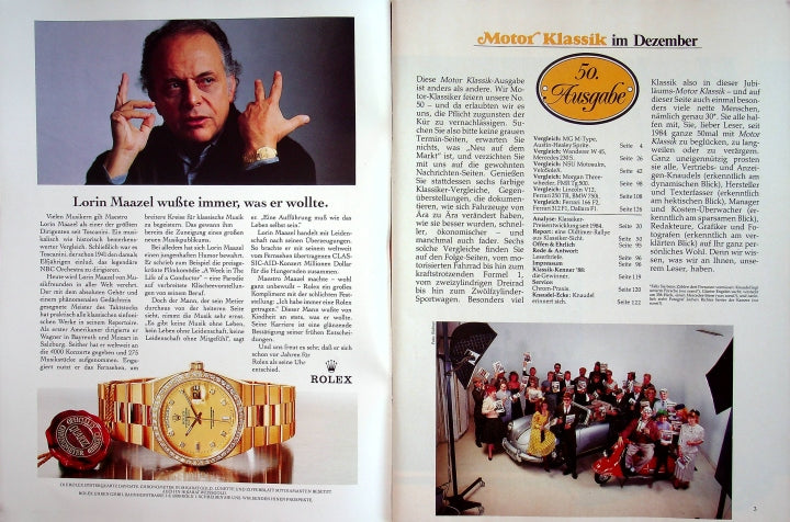 Inhaltsverzeichnis Motor Klassik 12/1988