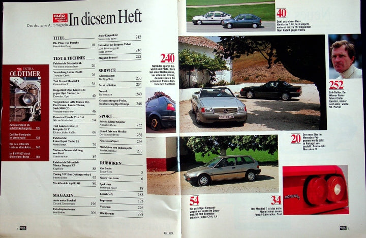 Inhaltsverzeichnis Auto Motor und Sport 12/1989