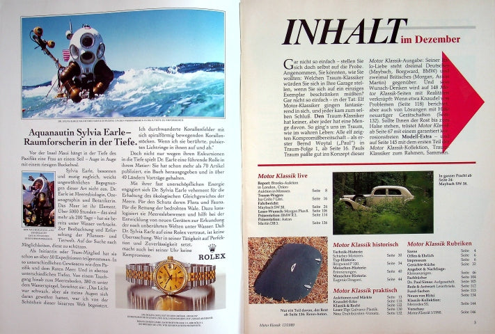 Inhaltsverzeichnis Motor Klassik 12/1989