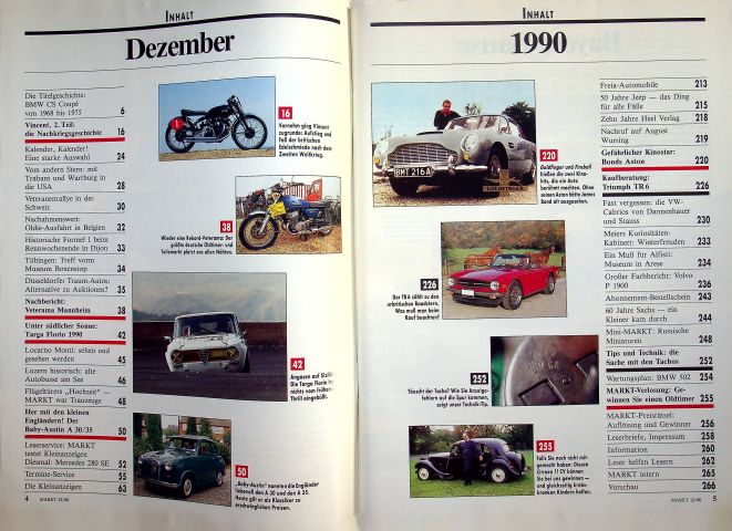 Inhaltsverzeichnis Oldtimer Markt 12/1990