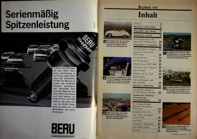 Inhaltsverzeichnis Oldtimer Praxis 12/1990