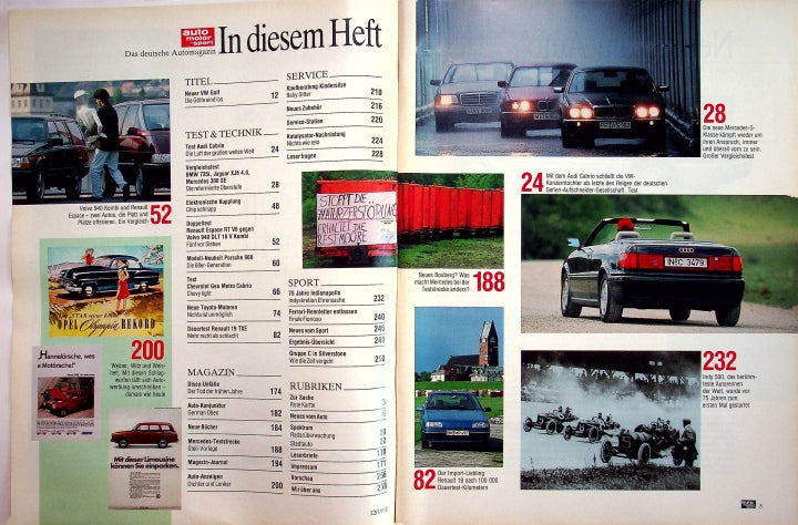 Inhaltsverzeichnis Auto Motor und Sport 12/1991