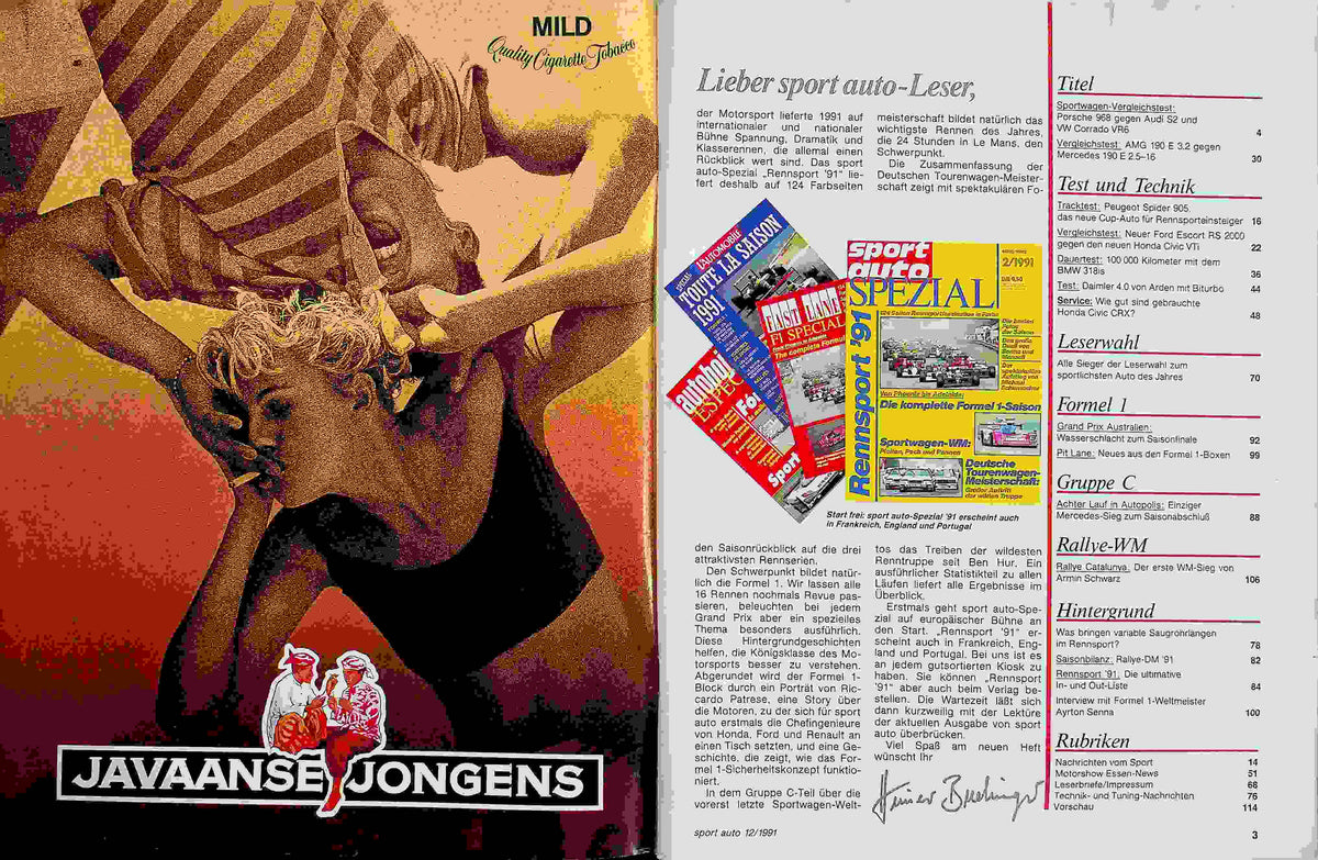 Inhaltsverzeichnis Sport Auto 12/1991