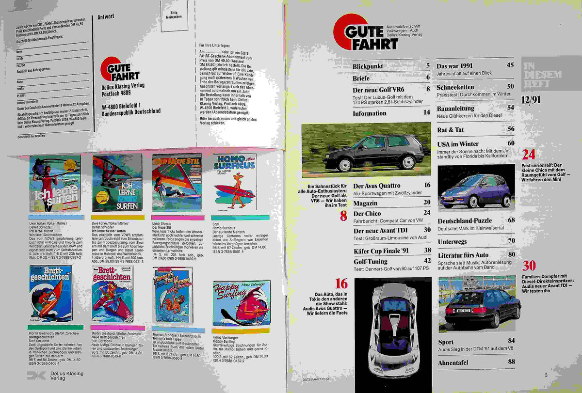 Inhaltsverzeichnis Gute Fahrt 12/1991