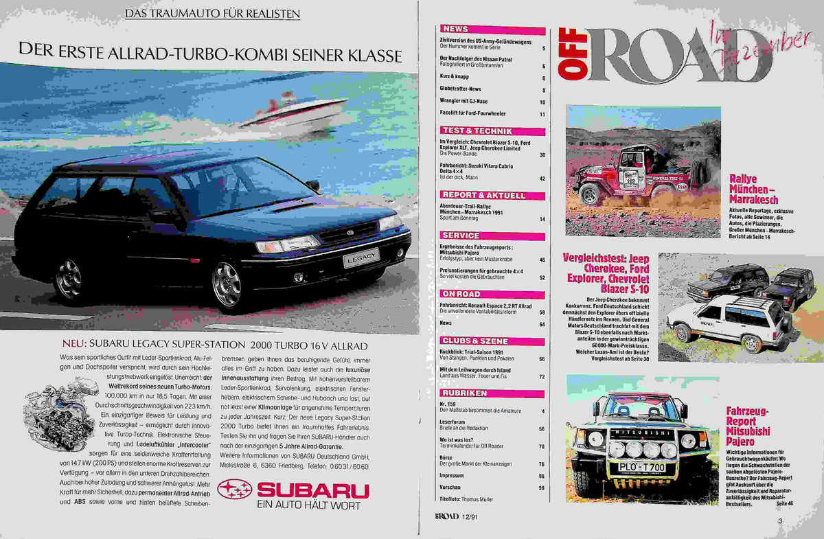 Inhaltsverzeichnis Offroad 12/1991