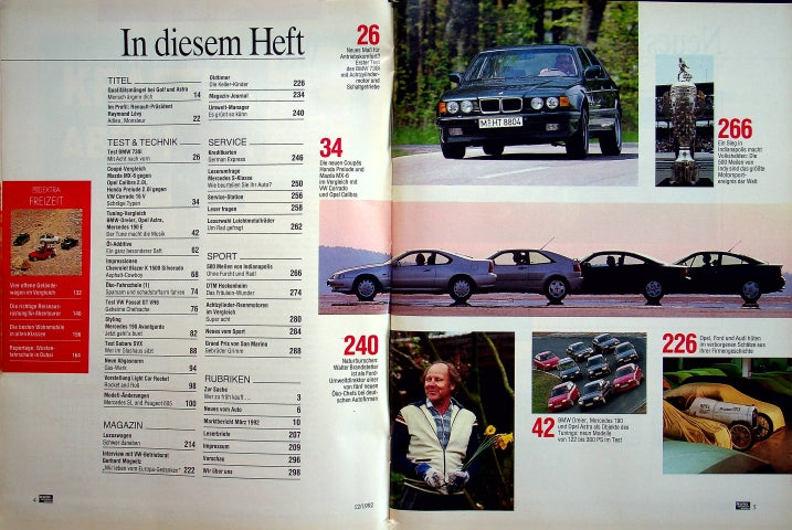 Inhaltsverzeichnis Auto Motor und Sport 12/1992