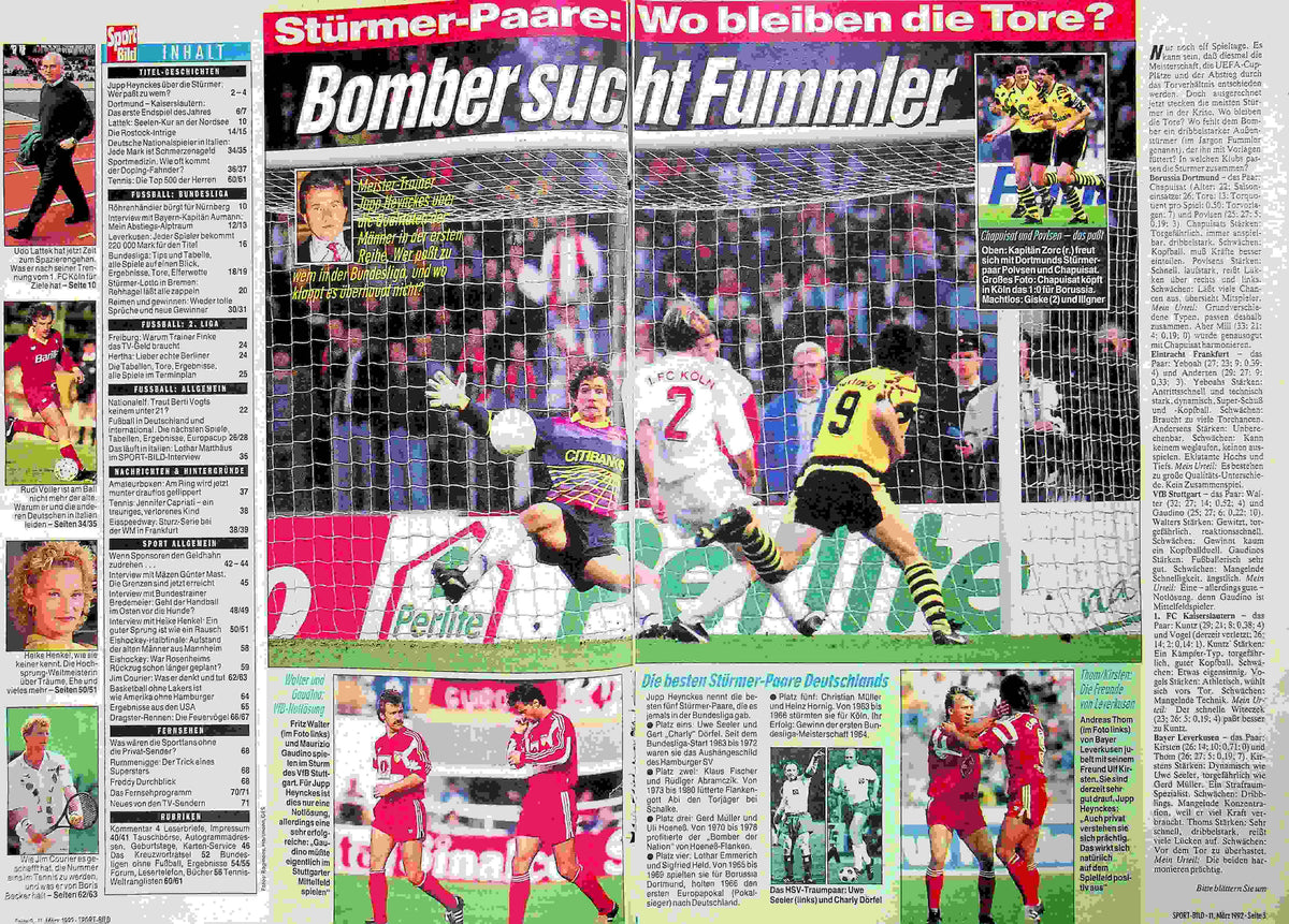 Inhaltsverzeichnis Sport Bild 12/1992