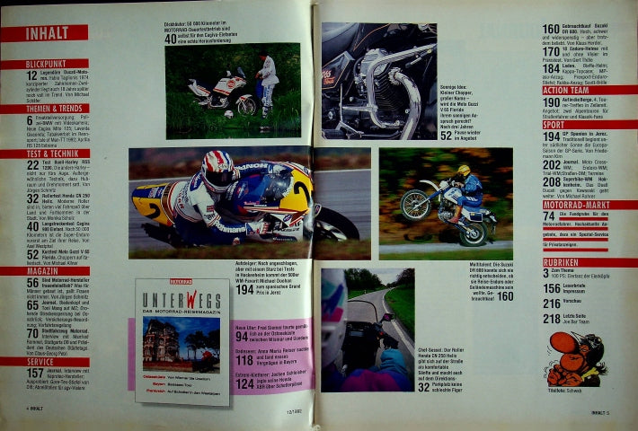 Inhaltsverzeichnis Motorrad 12/1992