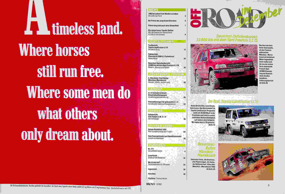 Inhaltsverzeichnis Offroad 12/1992