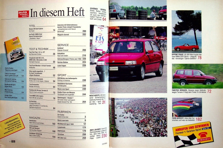 Inhaltsverzeichnis Auto Motor und Sport 12/1993