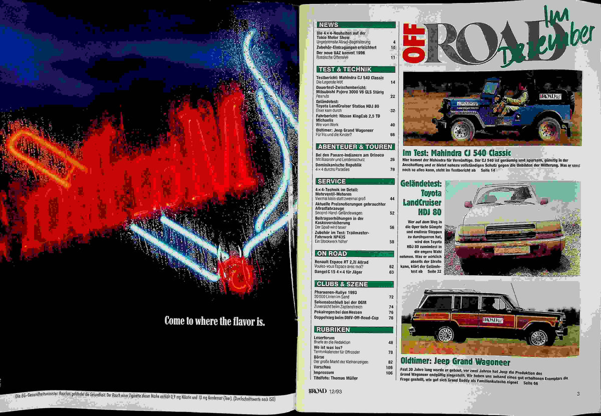 Inhaltsverzeichnis Offroad 12/1993