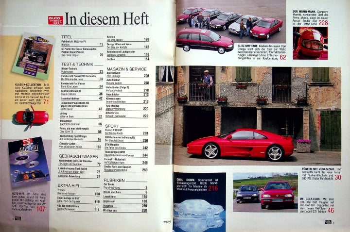 Inhaltsverzeichnis Auto Motor und Sport 12/1994