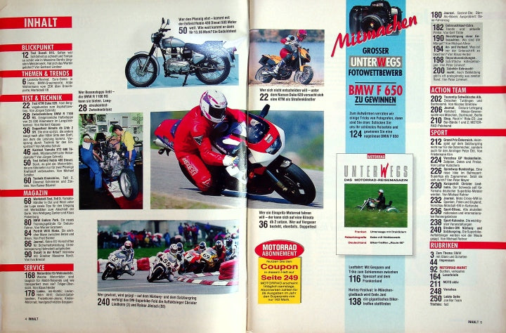 Inhaltsverzeichnis Motorrad 12/1994