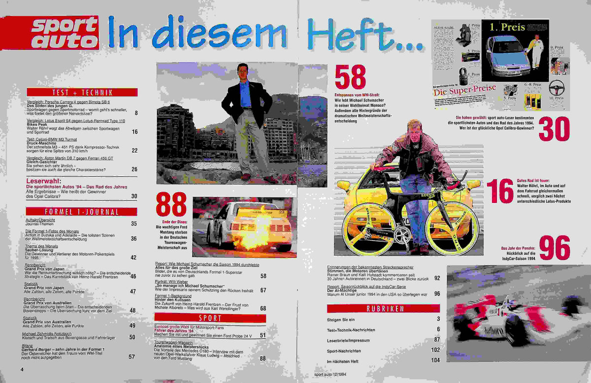 Inhaltsverzeichnis Sport Auto 12/1994