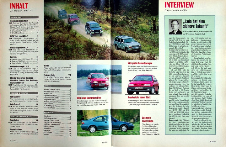 Inhaltsverzeichnis MOT 12/1994