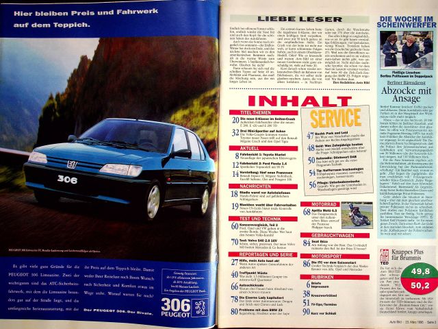 Inhaltsverzeichnis Auto Bild 12/1996