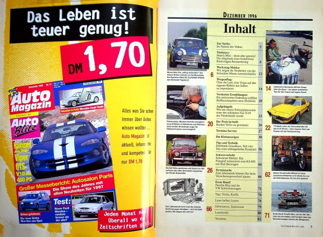 Inhaltsverzeichnis Oldtimer Praxis 12/1996