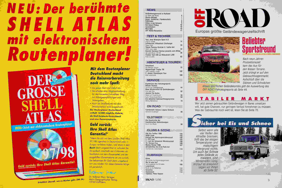 Inhaltsverzeichnis Offroad 12/1996