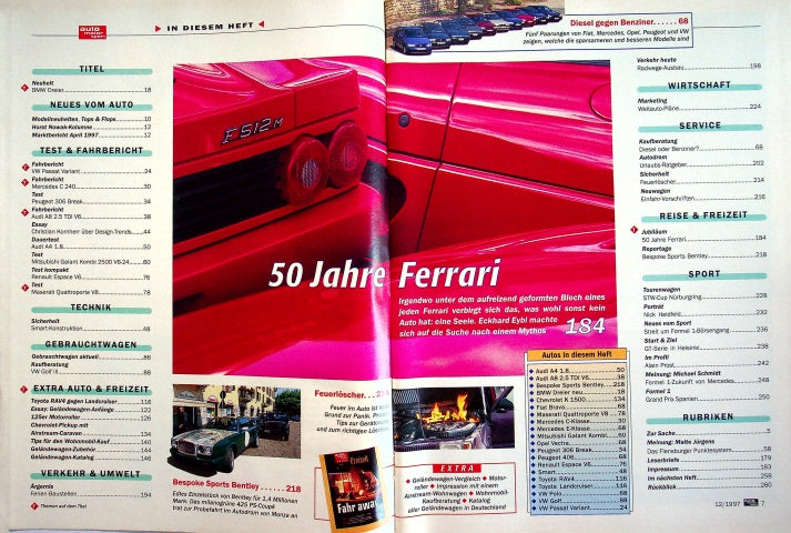 Inhaltsverzeichnis Auto Motor und Sport 12/1997