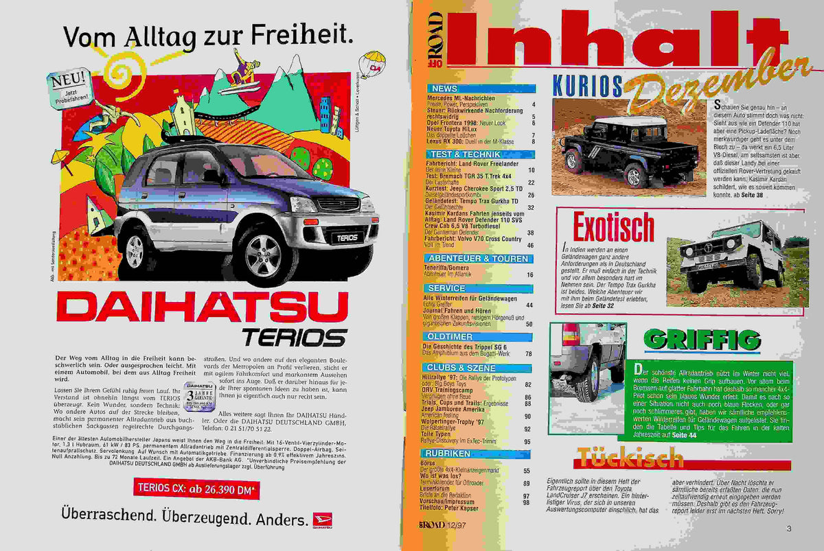 Inhaltsverzeichnis Offroad 12/1997