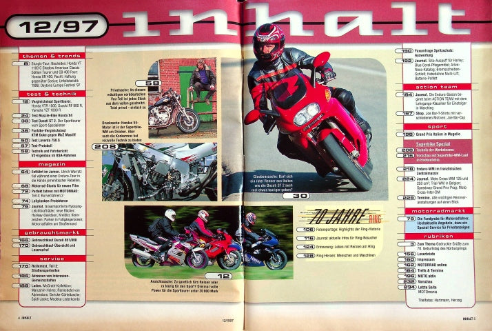 Inhaltsverzeichnis Motorrad 12/1997