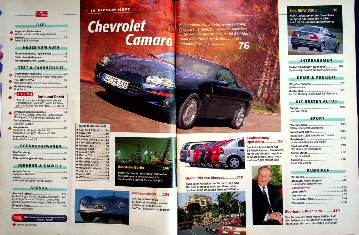 Inhaltsverzeichnis Auto Motor und Sport 12/1998