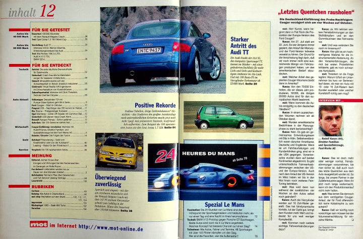 Inhaltsverzeichnis MOT 12/1998