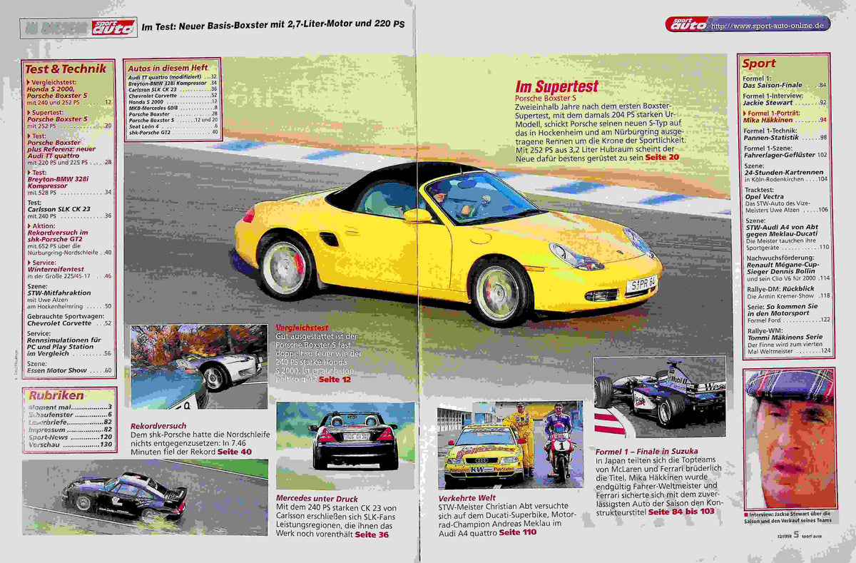 Inhaltsverzeichnis Sport Auto 12/1999