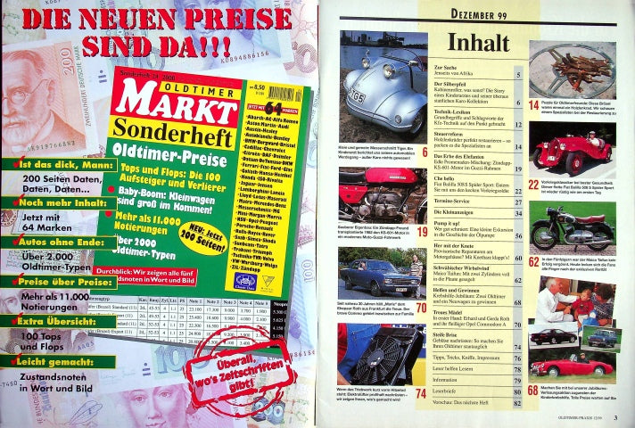 Inhaltsverzeichnis Oldtimer Praxis 12/1999