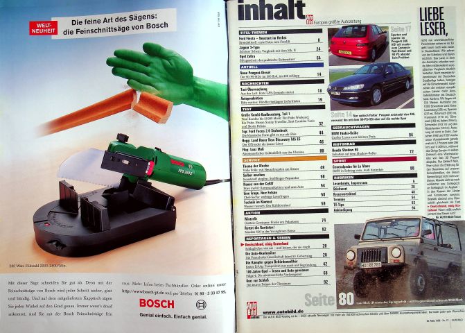Inhaltsverzeichnis Auto Bild 12/1999