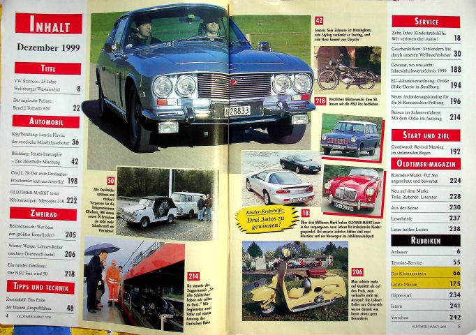 Inhaltsverzeichnis Oldtimer Markt 12/1999