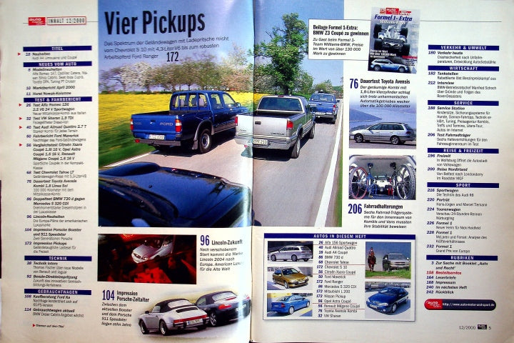 Inhaltsverzeichnis Auto Motor und Sport 12/2000