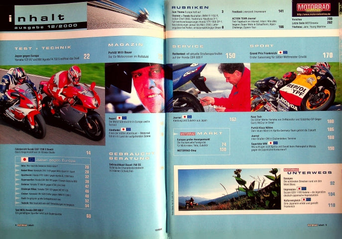 Inhaltsverzeichnis Motorrad 12/2000