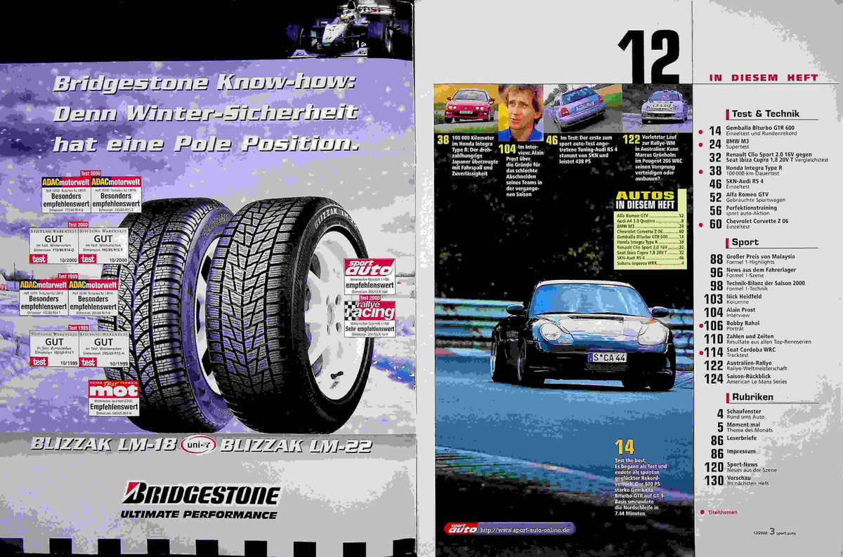 Inhaltsverzeichnis Sport Auto 12/2000