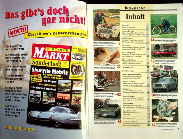 Inhaltsverzeichnis Oldtimer Praxis 12/2000