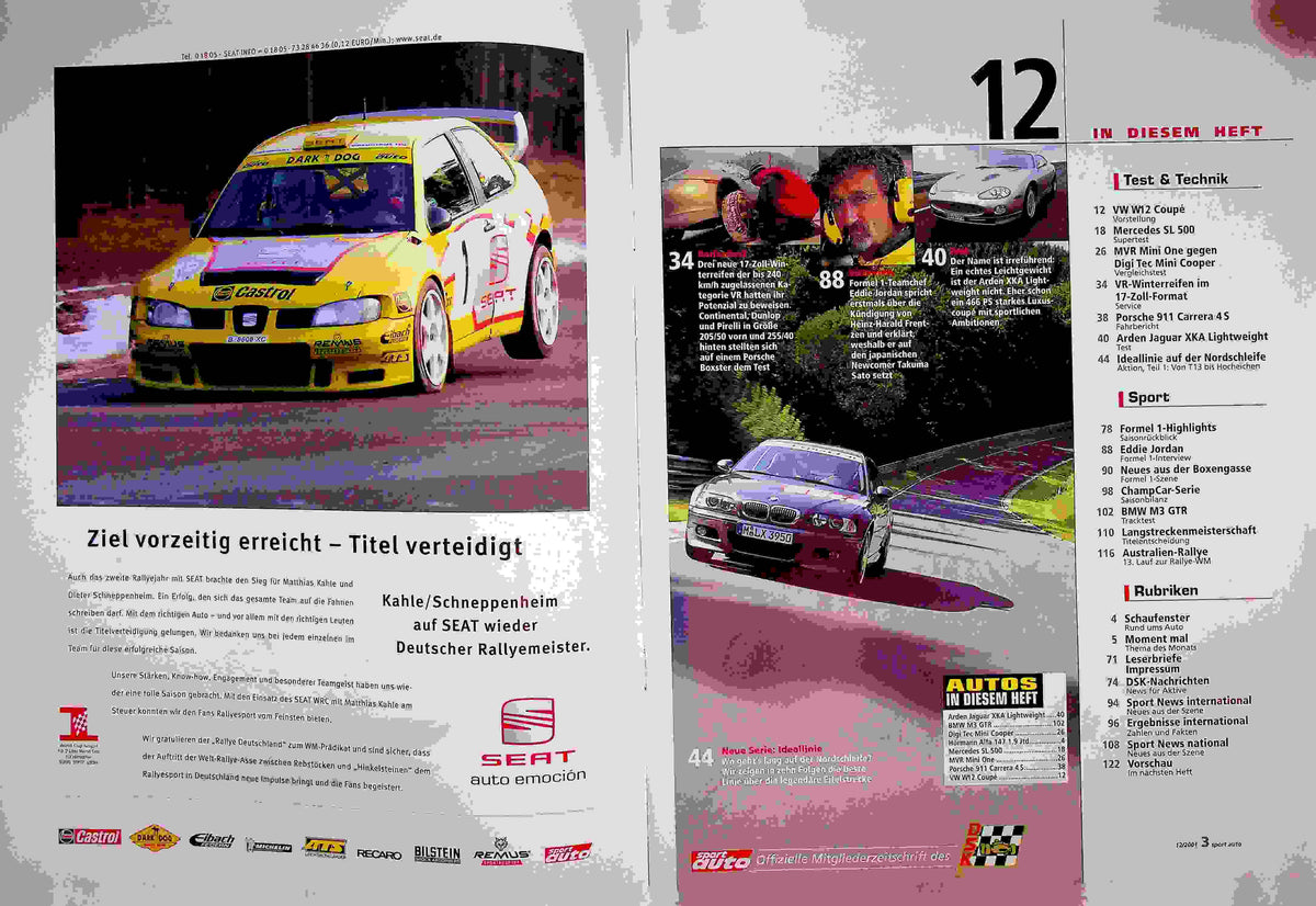 Inhaltsverzeichnis Sport Auto 12/2001