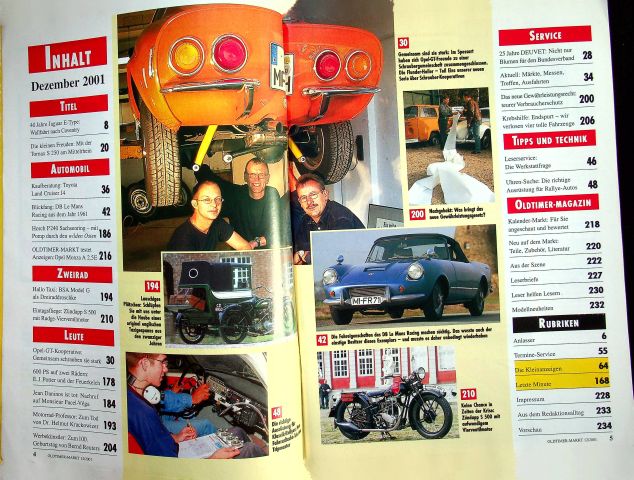 Inhaltsverzeichnis Oldtimer Markt 12/2001