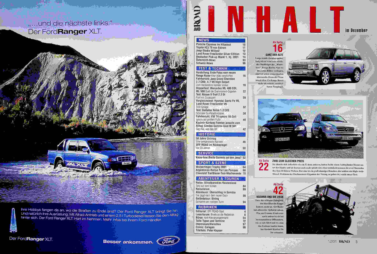 Inhaltsverzeichnis Offroad 12/2001