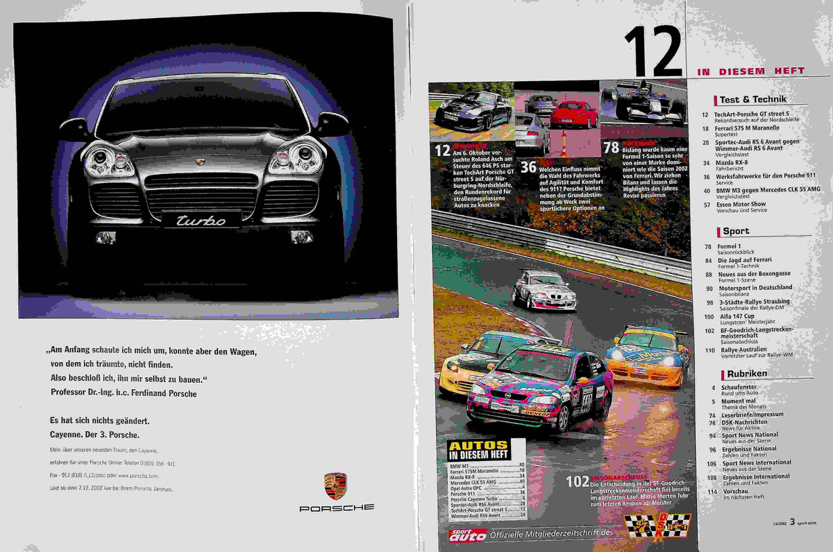 Inhaltsverzeichnis Sport Auto 12/2002