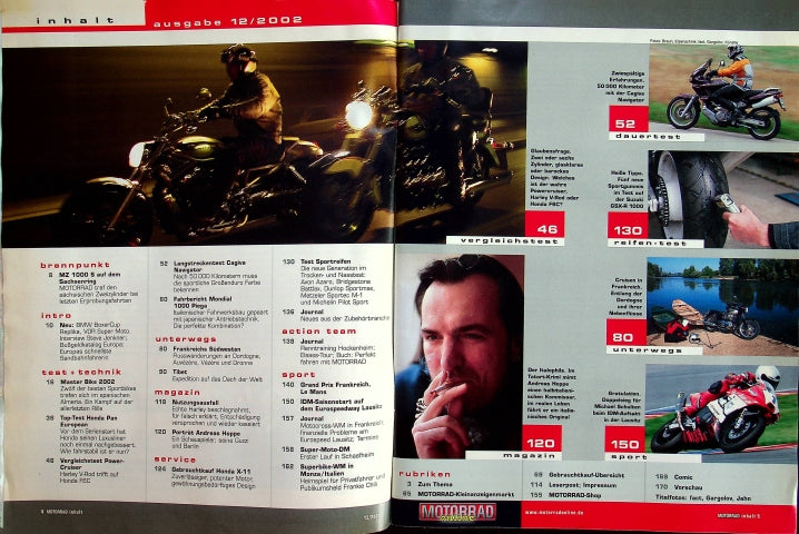 Inhaltsverzeichnis Motorrad 12/2002