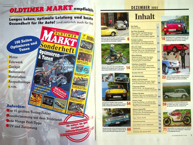 Inhaltsverzeichnis Oldtimer Praxis 12/2002